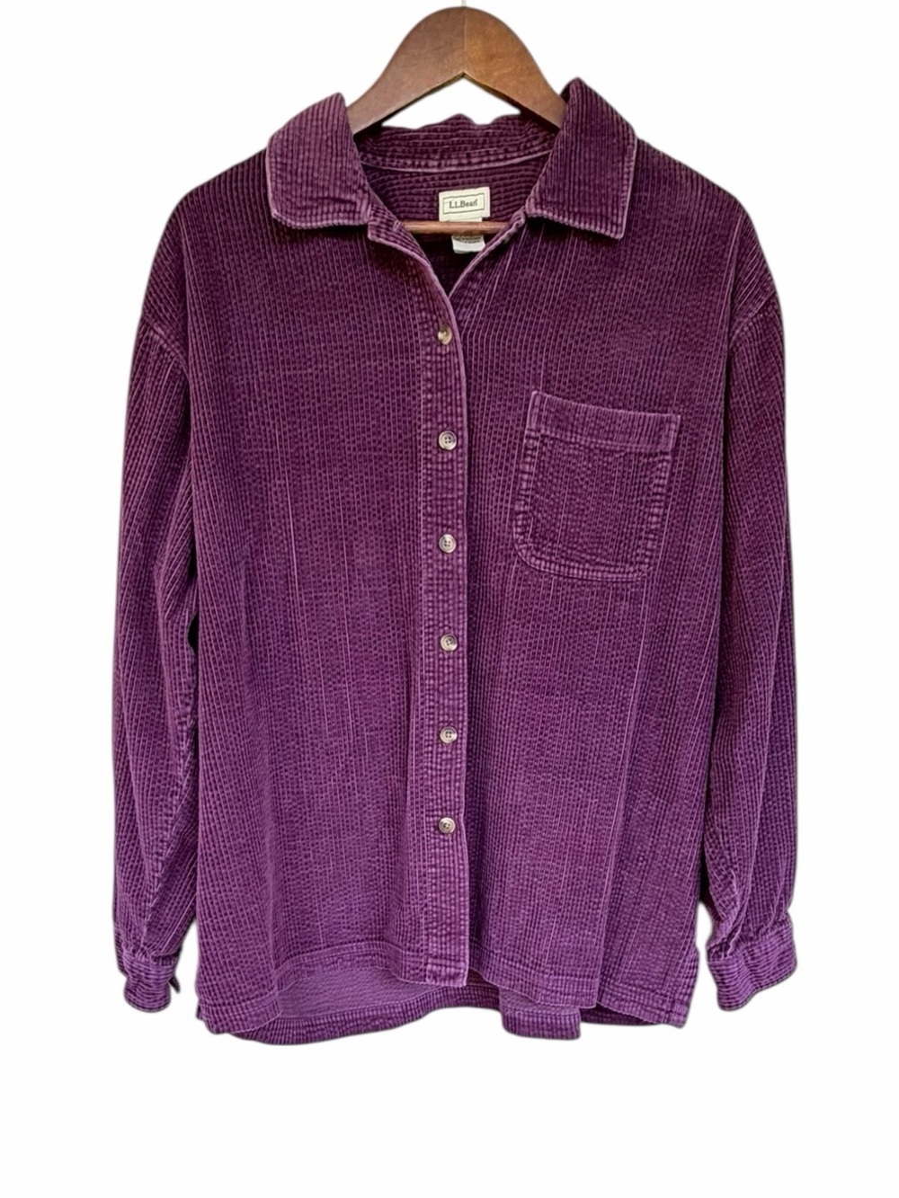 Vintage L.L. Bean  Corduroy Button-Front Shirt Eggplant/Blackberry Purple XL